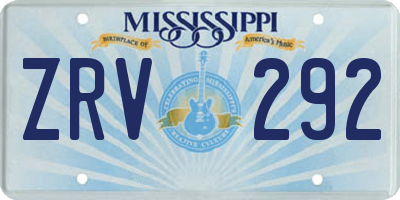 MS license plate ZRV292