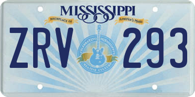 MS license plate ZRV293