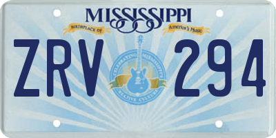 MS license plate ZRV294