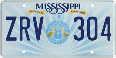 MS license plate ZRV304