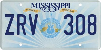 MS license plate ZRV308