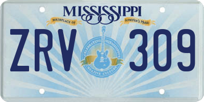 MS license plate ZRV309