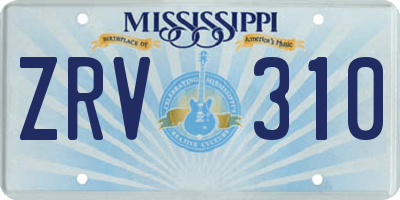 MS license plate ZRV310