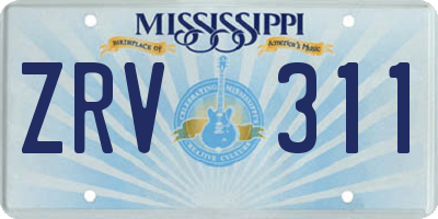 MS license plate ZRV311