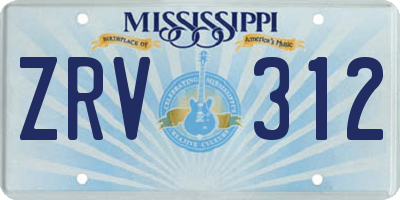 MS license plate ZRV312