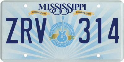 MS license plate ZRV314