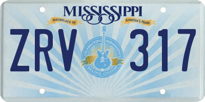 MS license plate ZRV317