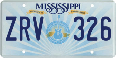 MS license plate ZRV326