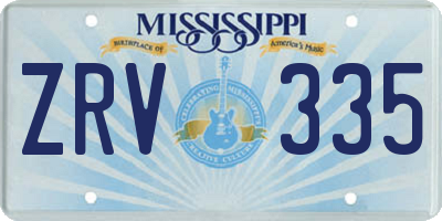 MS license plate ZRV335