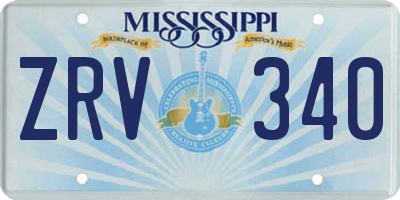 MS license plate ZRV340