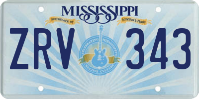 MS license plate ZRV343
