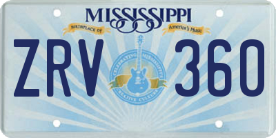 MS license plate ZRV360