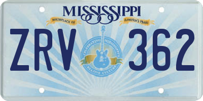 MS license plate ZRV362