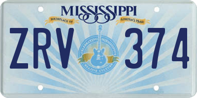 MS license plate ZRV374
