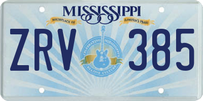MS license plate ZRV385