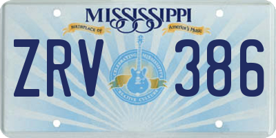 MS license plate ZRV386