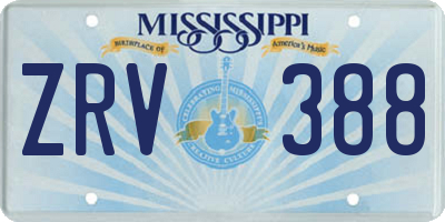 MS license plate ZRV388