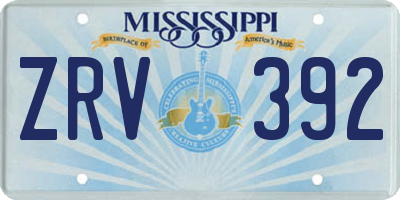 MS license plate ZRV392