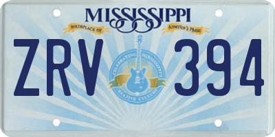 MS license plate ZRV394