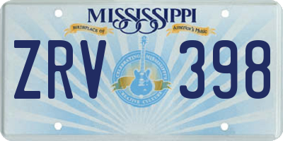 MS license plate ZRV398