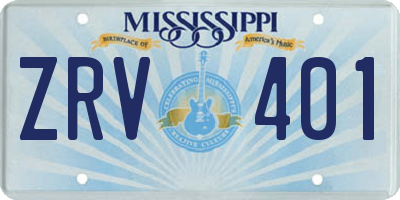 MS license plate ZRV401