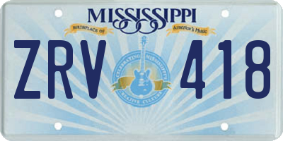 MS license plate ZRV418