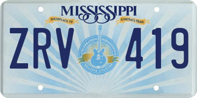 MS license plate ZRV419