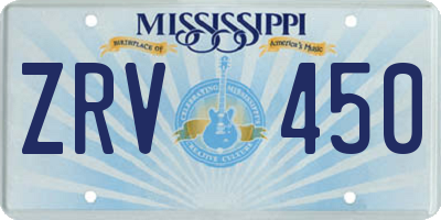 MS license plate ZRV450
