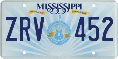 MS license plate ZRV452