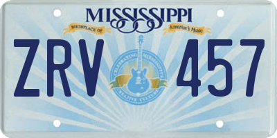 MS license plate ZRV457