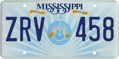 MS license plate ZRV458