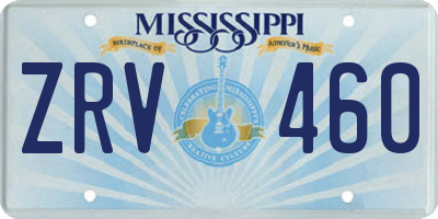 MS license plate ZRV460