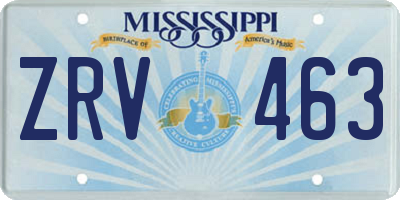 MS license plate ZRV463