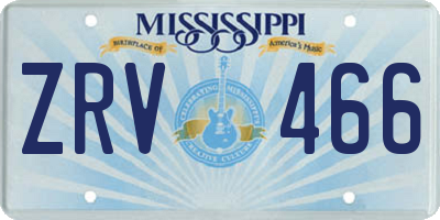MS license plate ZRV466