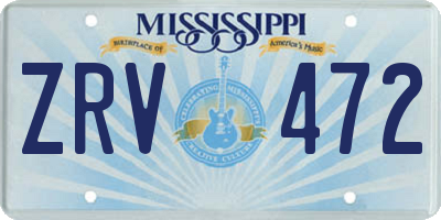 MS license plate ZRV472
