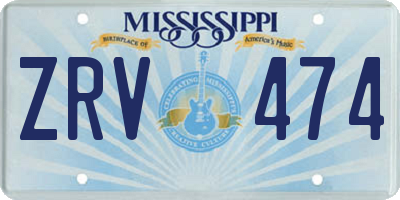 MS license plate ZRV474