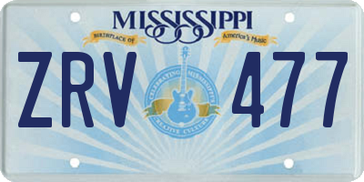 MS license plate ZRV477