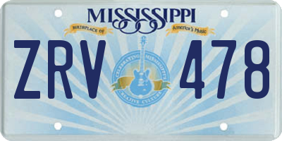 MS license plate ZRV478