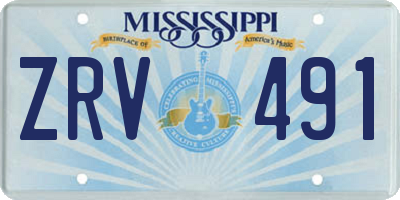 MS license plate ZRV491