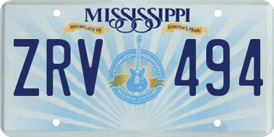 MS license plate ZRV494