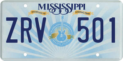 MS license plate ZRV501