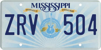 MS license plate ZRV504