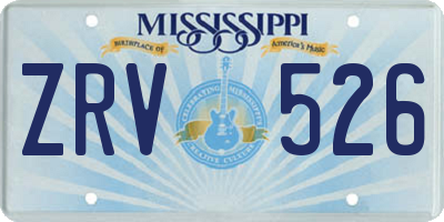 MS license plate ZRV526
