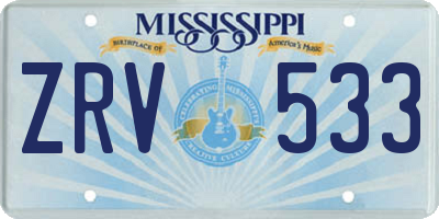 MS license plate ZRV533