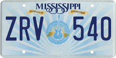 MS license plate ZRV540