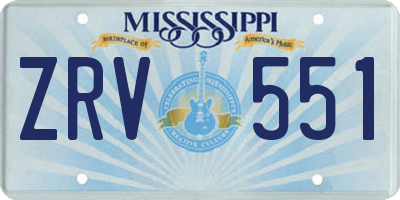 MS license plate ZRV551