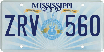 MS license plate ZRV560