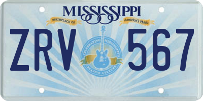 MS license plate ZRV567