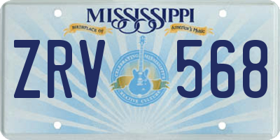 MS license plate ZRV568