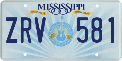 MS license plate ZRV581